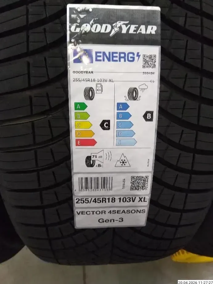 4x Allwetterreifen 255/45 R18 103v Goodyear Vector 4 Season DOT 0126 7-8mm - Bild 1